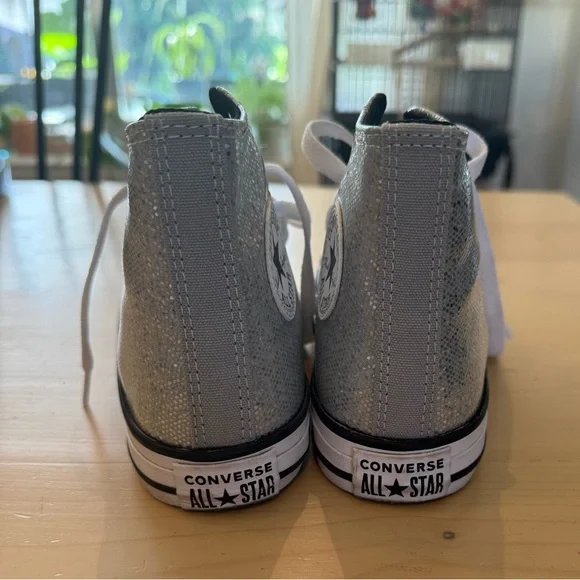Converse Kids Glittery Silver High-Tops - Picture 4 of 5